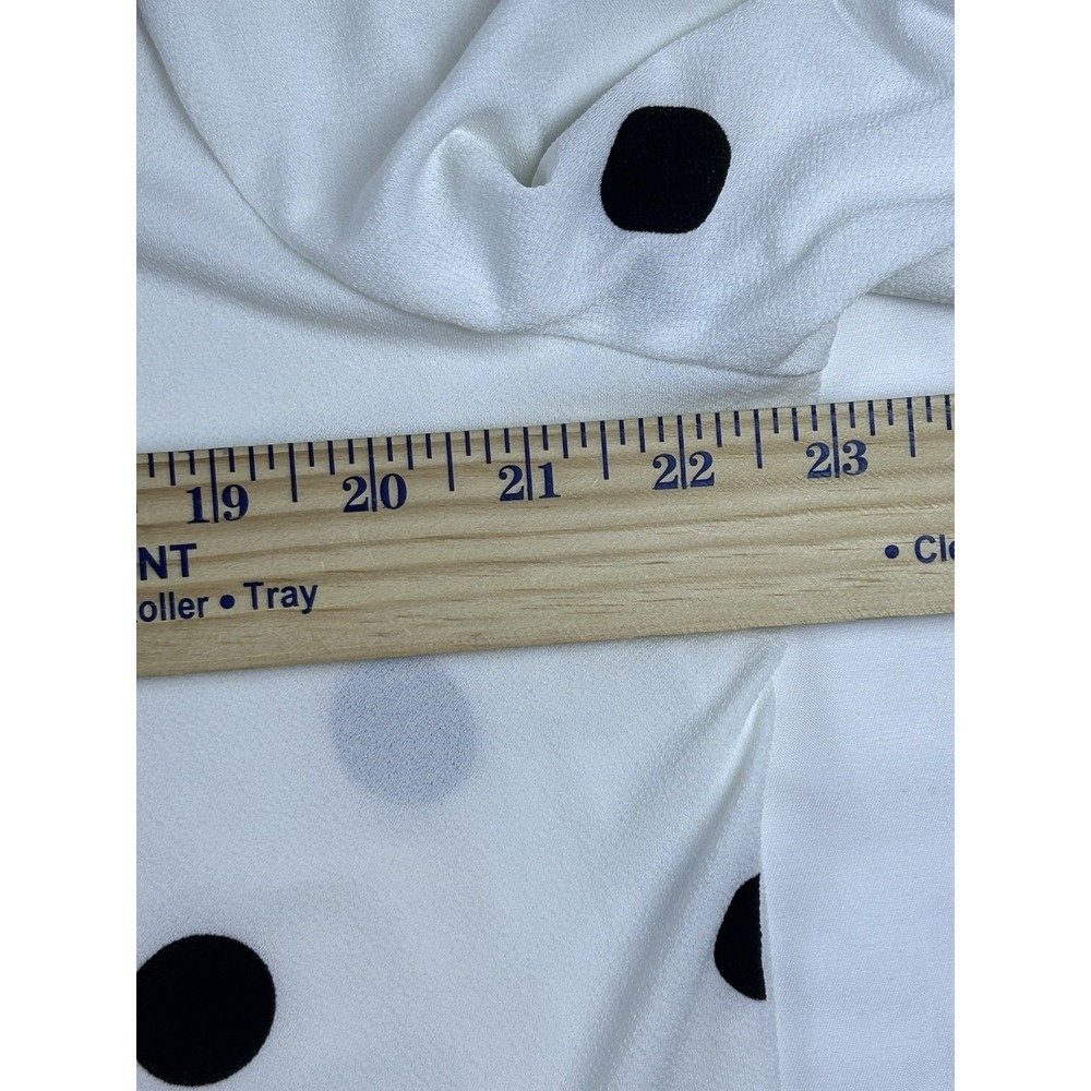Adrianna Papell Top Women's XL White Black Polka Dot Split V Neck Long Sleeve - Picture 10 of 11